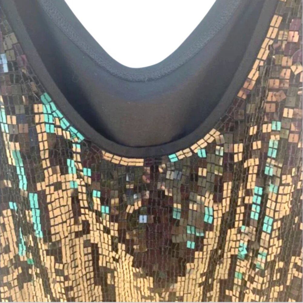 FAITH  Black Sequined Tank Top / Camisole Size XL NWOT? Perfect for Parties - Picture 2 of 3